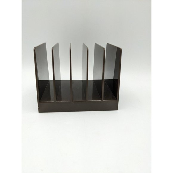 Vintage Desk Plastic Letter Mail Holder Organizer 5 Slot Brown 4.75" x 3.75" - Picture 1 of 9